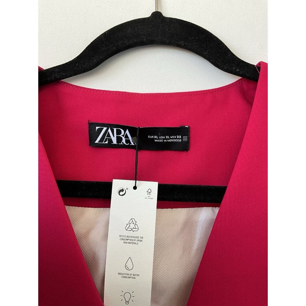 ZARA Oversized Vest Womens XL Pink Three Button Sleeveless NWT Classic - Picture 4 of 5